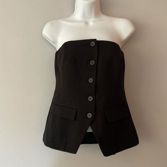 Wayf Black Strapless Button-Down Corset Top NWOT - Picture 2 of 12